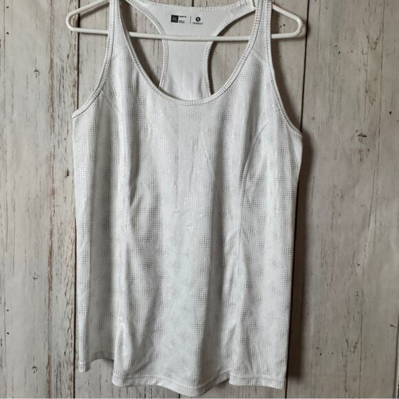 Xersion White and Silver Shimmer Racerback  Lightweight Workout Tank Top Sz XL - Picture 1 of 8
